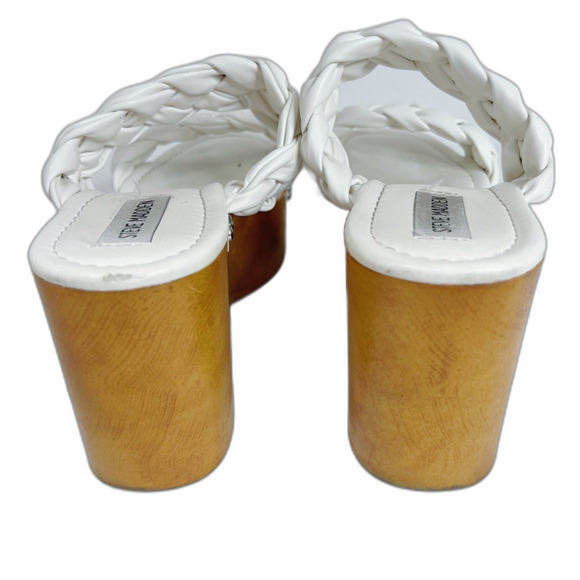 Steve Madden Fauna White Leather Braided Wedges Platform Sandals Size 10 - Picture 6 of 7